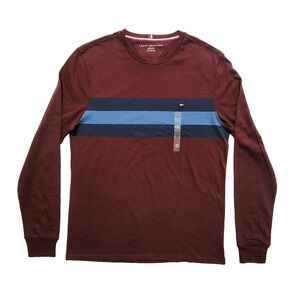 Tommy Hilfiger Men's Long Sleeve T-shirt Burgundy Striped Size XS NWT